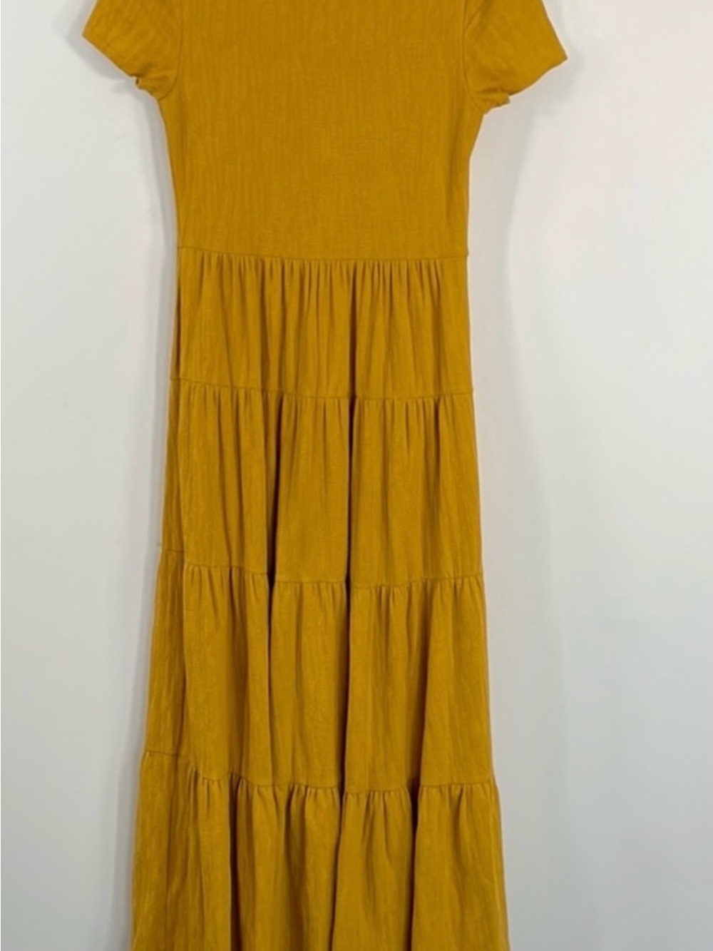 Maeve By Anthropologie Maxi Dress Gillian Knit Tiered Mustard Yellow - Picture 4 of 9